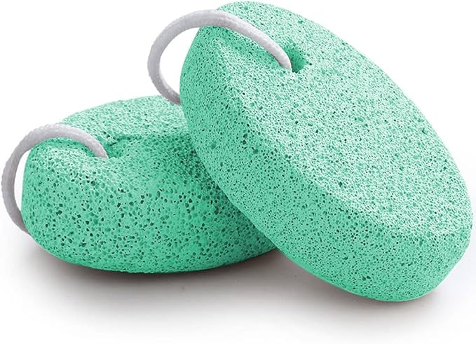Natural Foot Pumice Stone for Feet, Borogo 2-Pack Lava Pedicure Tools Hard Skin Callus Remover for Feet and Hands -Green