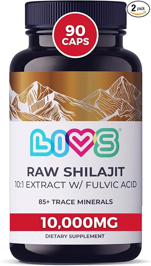 Raw Shilajit Capsules - 10,000mg Pure Himalayan Shilajit for Men & Women | High Potency Fulvic Acid & Trace Minerals | Gluten Free, Natural Energy, Focus & Immune Support Supplement - 180 Ct