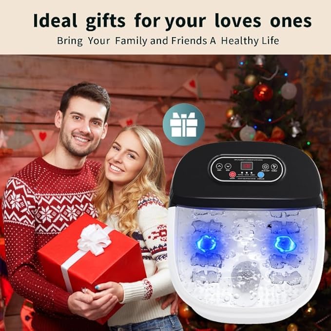 Foot Spa Bath Massager with Heat - Ozone & UV and Bule Light Foot Soaking Tub, Epsom Salt, Adjustable Temperature, Bubble and 8 Rollers, Birthday Gift for Mom Dad