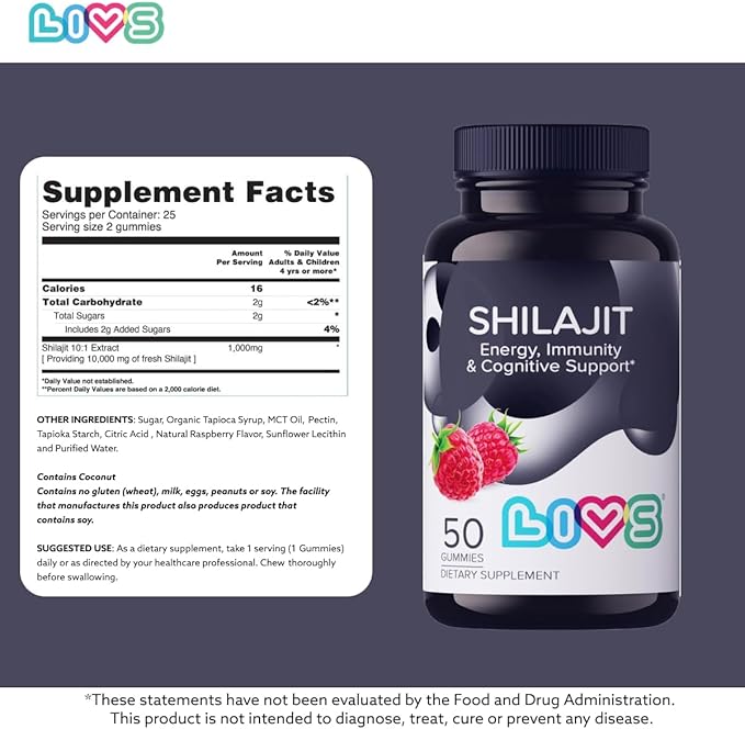 Shilajit Gummies - 10,000mg Pure Himalayan Shilajit with Fulvic Acid & Trace Minerals | Max Strength for Enhanced Energy, Focus & Immune Support | Men & Women's Wellness Supplement - 50 Ct