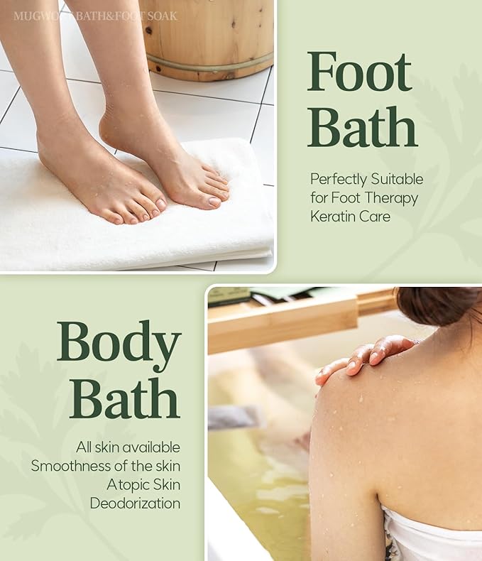 Monage Korean Organic Mugwort Bath and Foot Soak (10 Pack) Natural Home Spa Therapy with Traditional Korean Healing Properties and Relaxation Benefits, Skin Soothing, Muscle Relief, Korean Skin Care