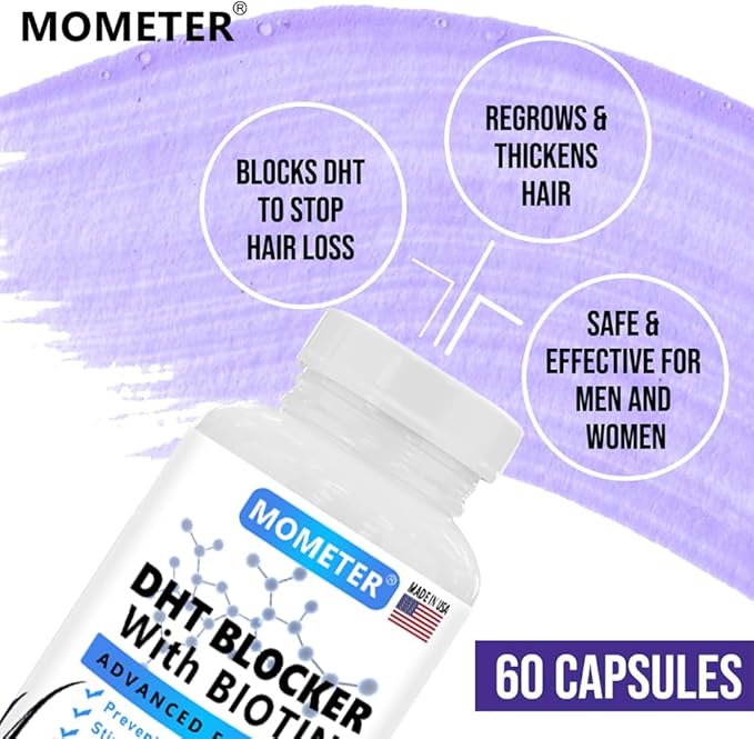 DHT Blocker Supplement for Hair Growth - Saw Palmetto, Biotin & Zinc for Women & Men - Stimulate Follicles, Reduce Hair Loss, Regrow Thicker Hair(120 Capsules)