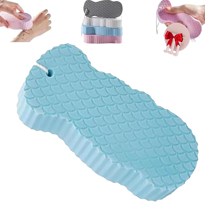 Spirittion Magic Super Soft Exfoliating Bath Sponge, 3D Super Soft Exfoliating Bath Sponge, Reusable for Adults Children and Wome (Blue)