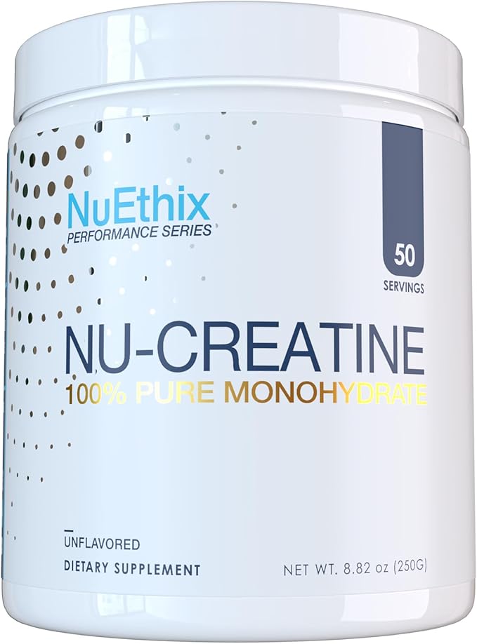 Nu-Creatine Pure Monohydrate to Support Muscle Growth & Recovery - Supports Cognitive Function - Maximize Your Performance and Workout - 5g per Serving - 50 Servings