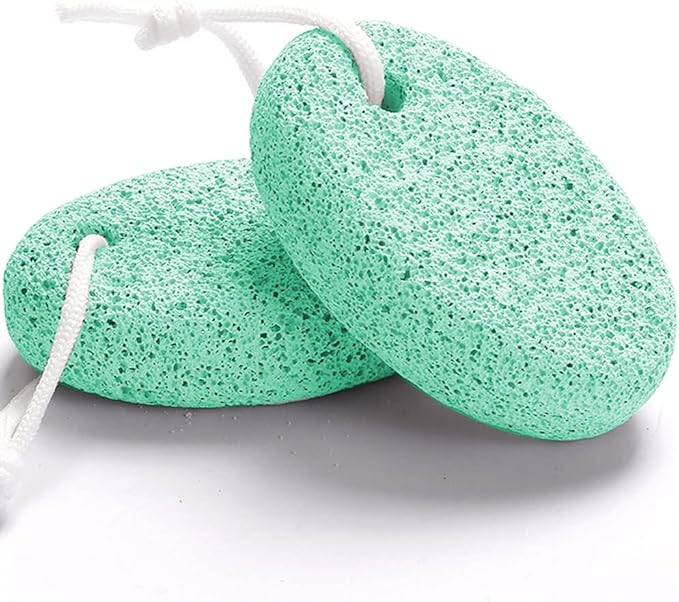 Natural Foot Pumice Stone for Feet, Borogo 2-Pack Lava Pedicure Tools Hard Skin Callus Remover for Feet and Hands -Green