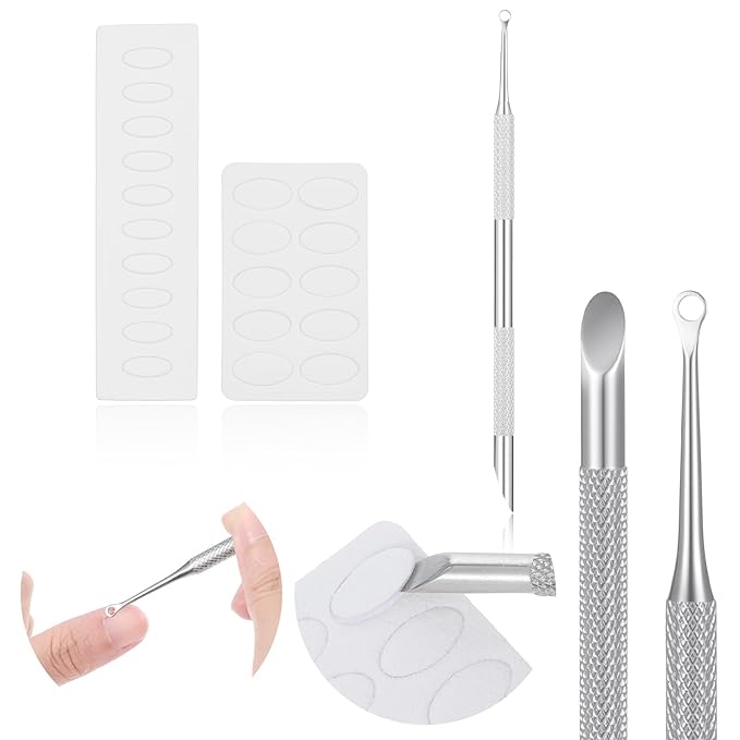 Cuticle Remover Tool Cuticle Pusher, Dual Ended Stainless Steel Cutin Dead Skin Polishing Peeler, Toenail Care for Manicure Pedicure Nail Art(2 Cuticles Pusher+2 Sandpaper Sheets)