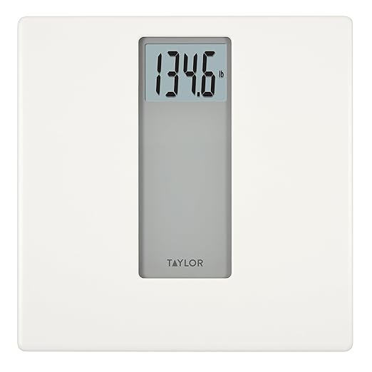 Taylor Digital Glass Bathroom Scale for Body Weight, 400 lb Capacity, Durable Tempered Glass Platform and Easy to Read, White