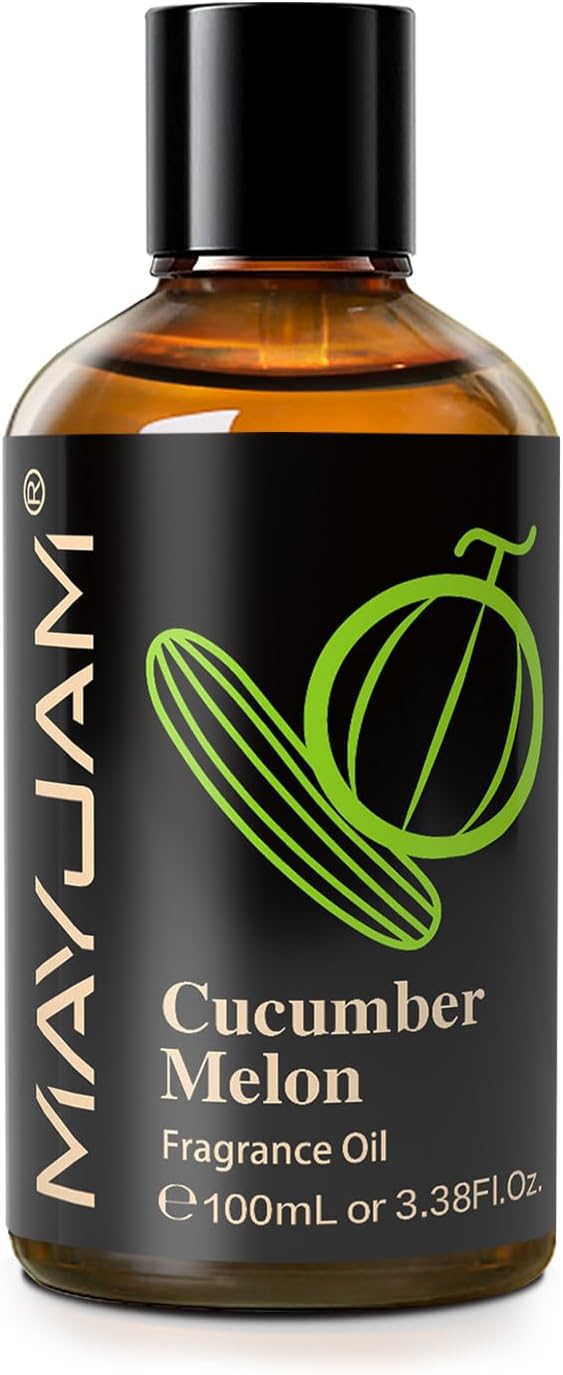 100ML/3.38FL.OZ Cucumber Melon Fragrance Oils with Glass Dropper, Essential Oils for Diffusers for Home, Long Lasting Scented Oils for Diffusers Soap Candle Making