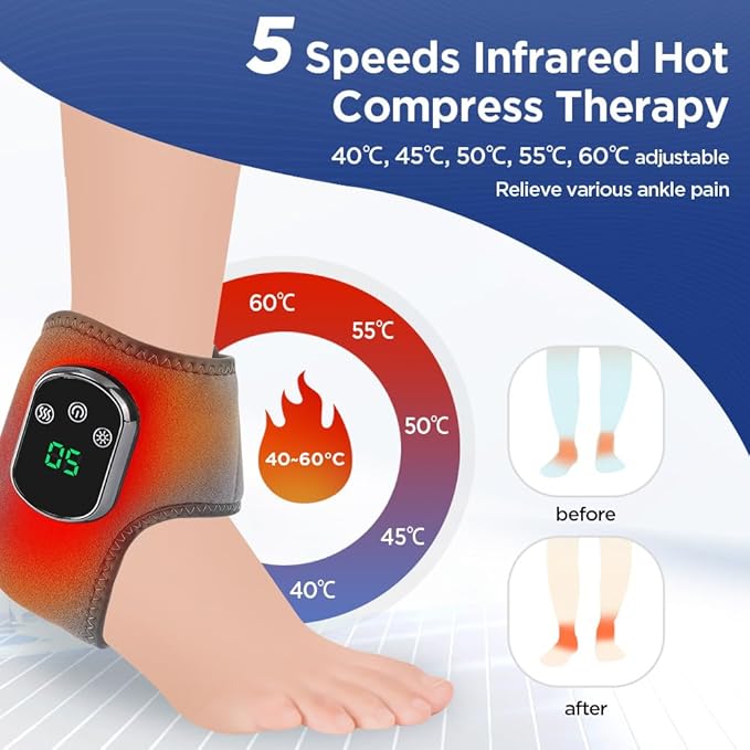 Soleva Foot Massager,3-in-1 Wireless Foot Massager with Heat, Cordless Ankle Wrap, 3 Vibration Modes & 5 Heat Levels, for Plantar Fasciitis & Achilles Tendinitis Relief(Color:2pcs)
