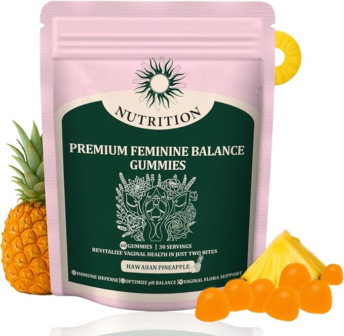 Feminine Balance Gummies – Daily pH Balance & Vaginal Health Support, Probiotics for Womens Odor & Confidence Pineapple Flavor Vegan & Sugar-Free (30-Day Supply)