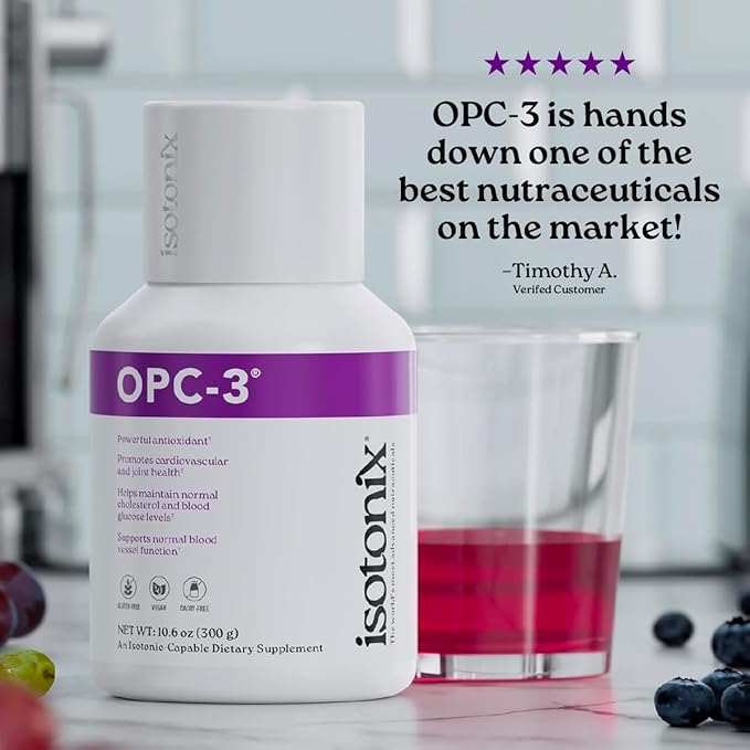 OPC-3 Isotonix - Antioxidant Supplement - Pycnogenol, Grape Seed Extracts, Bilberry, Red Wine & Pine Bark Extracts - for Heart & Circulatory Support - Isotonic, Vegan, Gluten Free - 30 Servings