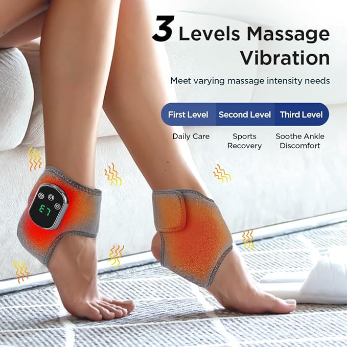 Soleva Foot Massager,3-in-1 Wireless Foot Massager with Heat, Cordless Ankle Wrap, 3 Vibration Modes & 5 Heat Levels, for Plantar Fasciitis & Achilles Tendinitis Relief(Color:2pcs)