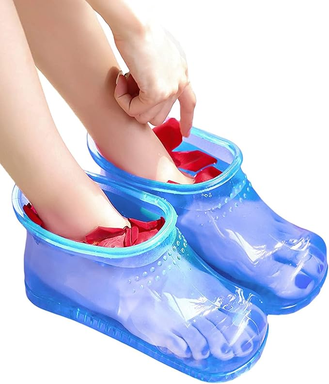 Movable Foot Soaker, Portable Feet Soaking Tub Massage Foot Bath Shoes, Bath Massager Basin Pedicure Feet Spa Shoes for Thermal Massage to Promote Blood Circulation (Medium, Blue)