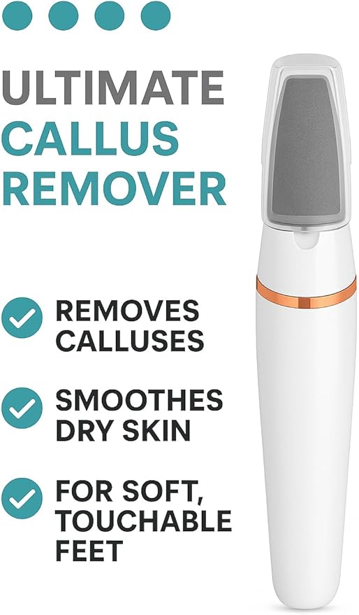 Electric Callus Remover for Feet, Professional Pedicure Tool and Foot File with 2 Roller Heads for Hard Skin, Removes Dry Dead Skin for Smoother Feet, Electric Foot Callus Remover for Foot Care