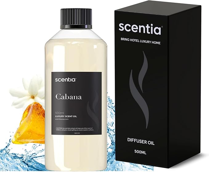 Hotel Diffuser Oil Inspired by The Ritz Carlton Hotel Scent - 500 ml 16.9 fl oz - Fragrance Oil Blend Jasmine, Bergamot & Fresh Marine Notes for Aromatherapy Diffusers and Humidifiers - Cabana