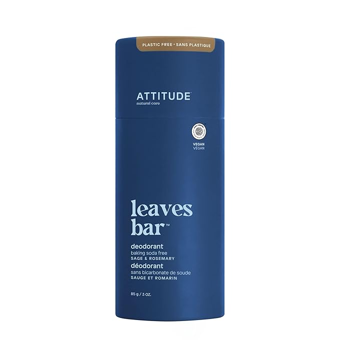 ATTITUDE Natural Deodorant, Aluminum-free, Odor Control & Long Lasting, Nourishing Ingredients, Castor and Jojoba Oils, Baking Soda-free, EWG Verified, For Men and Women, Sage & Rosemary, 3 Oz