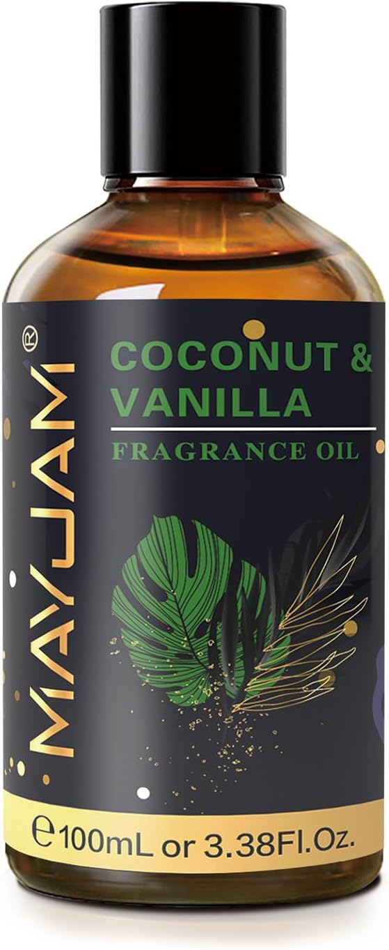 100ML/3.38FL.OZ Coconut & Vanilla Fragrance Oils with Glass Dropper, Essential Oils for Diffusers for Home, Long Lasting Scented Oils for Diffusers Soap Candle Making