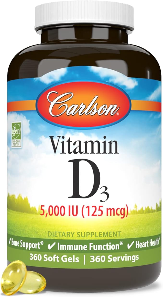 Carlson Vitamin D3 5,000 IU, Bone Health, 360 Soft Gels