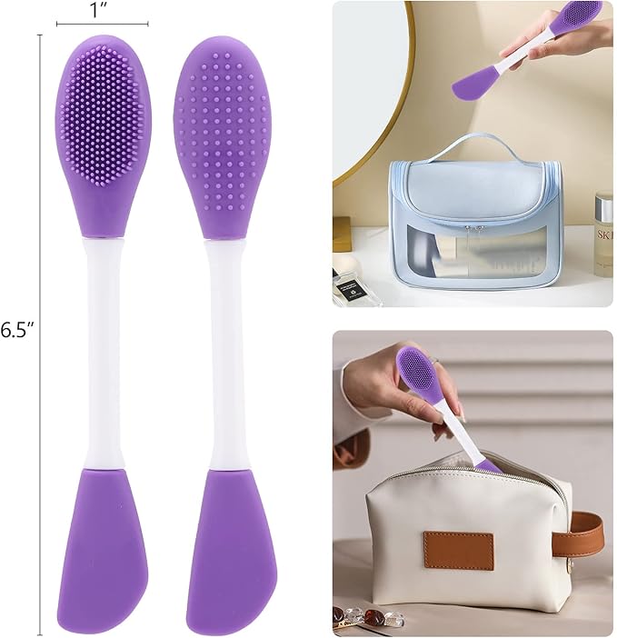 10 Pack Silicone Face Mask Applicator, 2 in 1 Double-Sided Facial Scrubber Brush Tool, Double-Head Manual Cleansing Brush for Deep Gentle Exfoliating