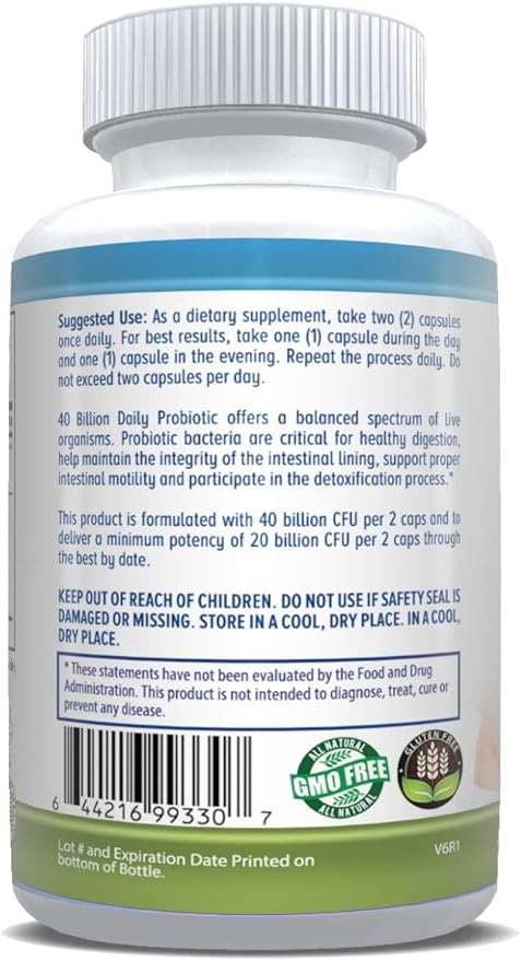 Daily Probiotic 40 Billion CFU MakTrek Bi-Pass Technology Digestion Immune Health 180 Veggie Capsules