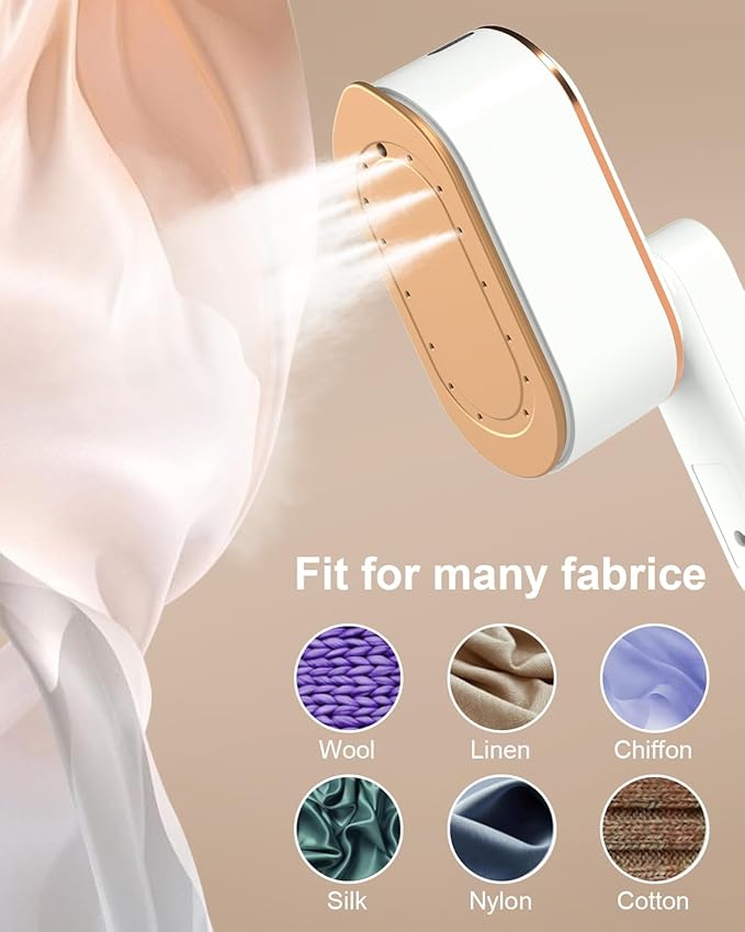 Travel Steamer Iron for Clothes - 1200W Handheld Size Portable Travel Steamer, 3 Steam Levels Clothes Steamer with LCD Screen, 10S Fast Heat-up Steamer for Dress Shirt Home Travel (White)