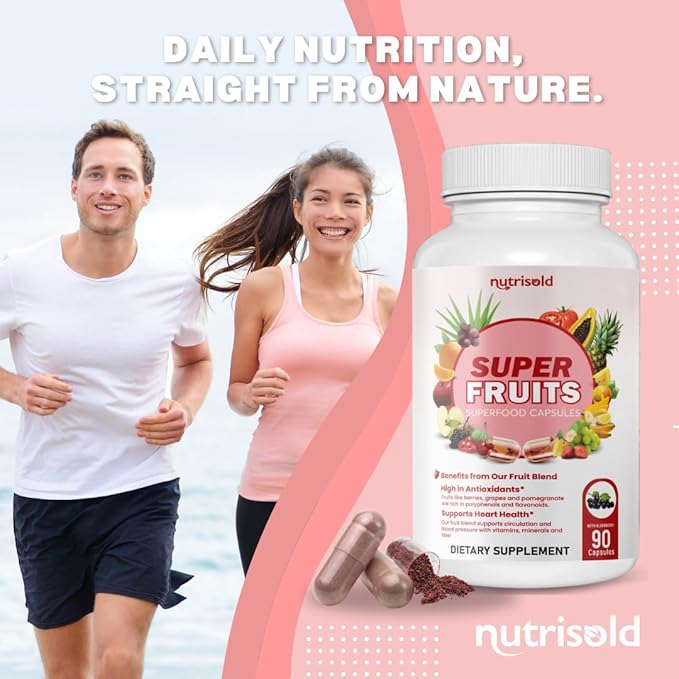 Fruits & Veggies Supplement – Packed with 30+ Whole Food Superfoods – Supports Energy, Immune & Digestion – 180 Capsules – Soy-Free, Non-GMO