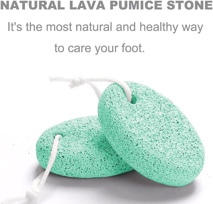 Natural Foot Pumice Stone for Feet, Borogo 2-Pack Lava Pedicure Tools Hard Skin Callus Remover for Feet and Hands -Green