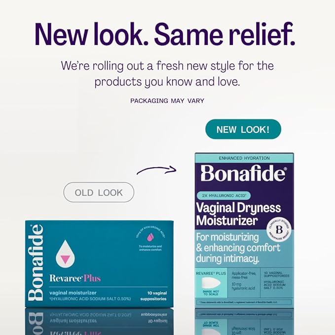 Revaree Plus by Bonafide. Vaginal Moisturizer with 10mg Hyaluronic Acid & Soothing Sweet Almond Oil. — 3-Month Supply (30 Inserts)