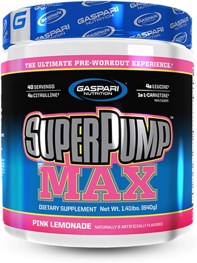 Gaspari Nutrition SuperPump MAX, The Ultimate Pre Workout Powder, Sustained Energy Preworkout, Nitric Oxide Booster, Muscle Growth, Recovery & Replenishes Electrolytes (Pink Lemonade)