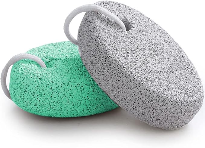 Natural Foot Pumice Stone for Feet, Borogo 2-Pack Lava Pedicure Tools Hard Skin Callus Remover for Feet and Hands -White&Green