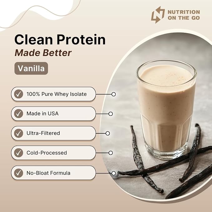 Travel Whey Protein Isolate Packets – Single-Serve Protein Powder – 25g Protein + 5g Creatine – Vanilla (30-Pack)