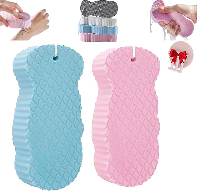 Spirittion Magic Super Soft Exfoliating Bath Sponge, 3D Super Soft Exfoliating Bath Sponge, Reusable for Adults Children and Wome (2 PCS MIX6)