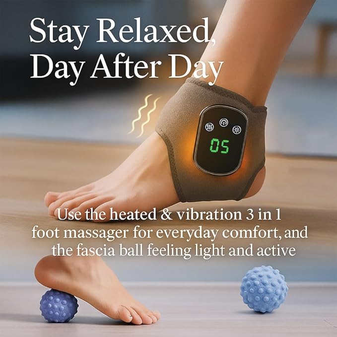 Foot Revive Massager, 3-in-1 Wireless & Portable Foot Massager with 3 Vibration Modes and 5 Heat Levels, for Heel, Arch and Ankle Comfort & Relaxation (Wrist 5 Level *1PCS)