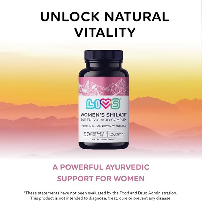 Women's Shilajit Fulvic Acid Capsules - Pure Himalayan Shilajit for Women | 1,000mg Himalayan Extract - 50% Fulvic Acid per Serving | Supports Hormonal Balance, Mood, Energy, & Vitality - 180 Ct