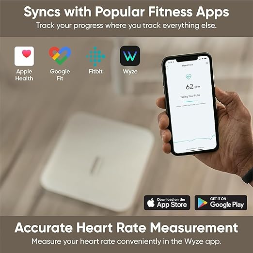 Wyze Smart Scale X - Digital Bathroom Scale for Body Weight, BMI, Body Fat, Muscle Mass, Heart Rate Monitor | ITO Glass & LED Backlight | Batteries Included, 400 lbs (White)