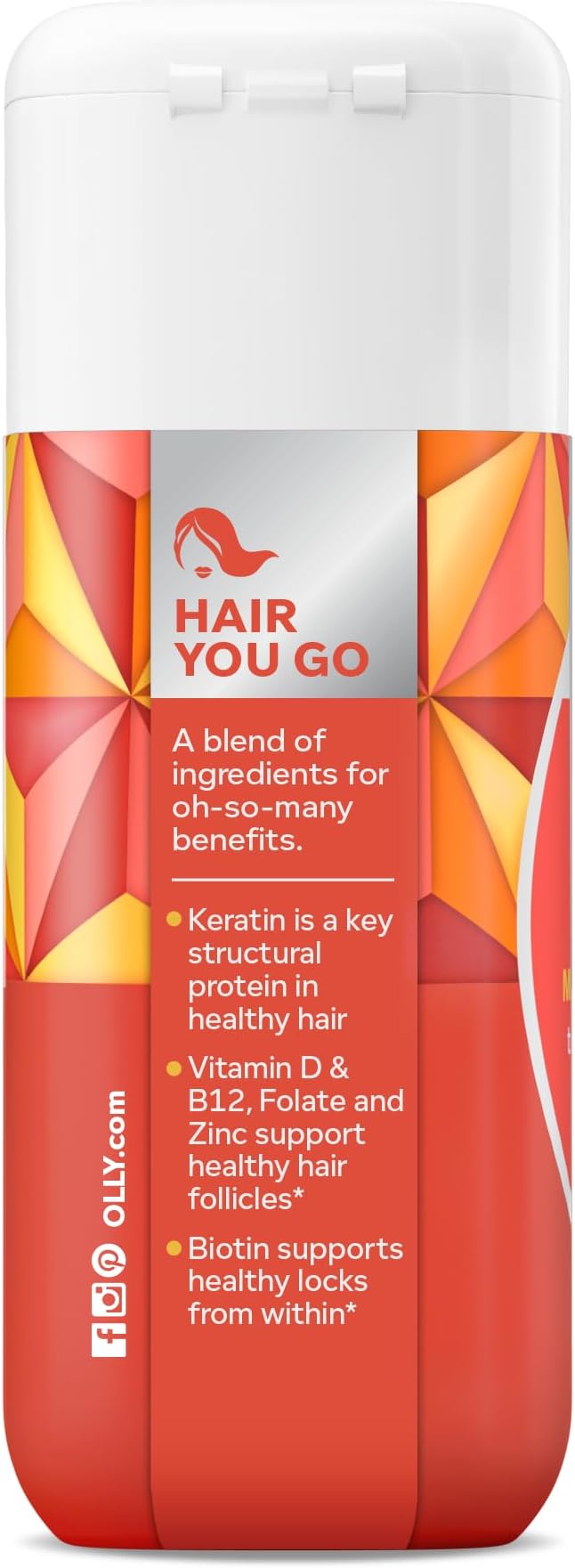 OLLY Ultra Strength Hair Softgels, Supports Hair Health, Biotin, Keratin, Vitamin D, B12, Hair Supplement, 30 Day Supply - 30 Count (Packaging May Vary)