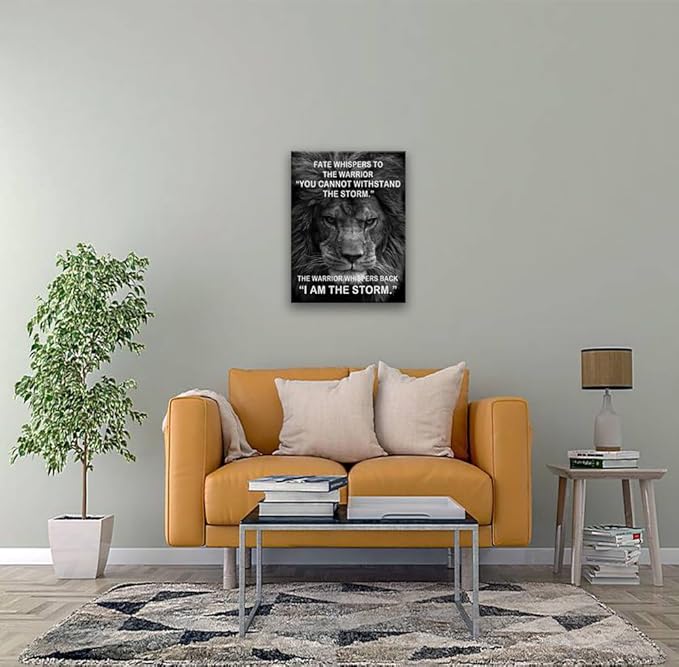 Motivational Canvas Wall Art Inspirational I Am The Storm Posters Modern Inspiring Quotes Success Pictures Positive Paintings Prints Artwork Home Wall Decor Office Gym Framed[18" W x 24" H]