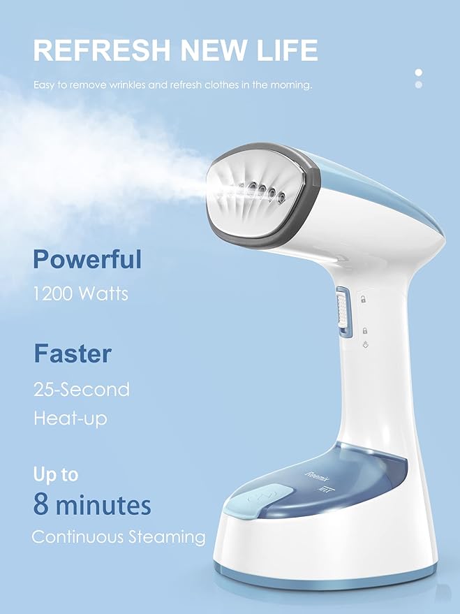 Steamer for Clothes, 1200W Foldable Clothes Steamer, Handheld Garment Steamer, Fast Heat-up, Auto-Off, Steam Iron for Fabric Wrinkle Remover with Brush (2241 Blue Gray)