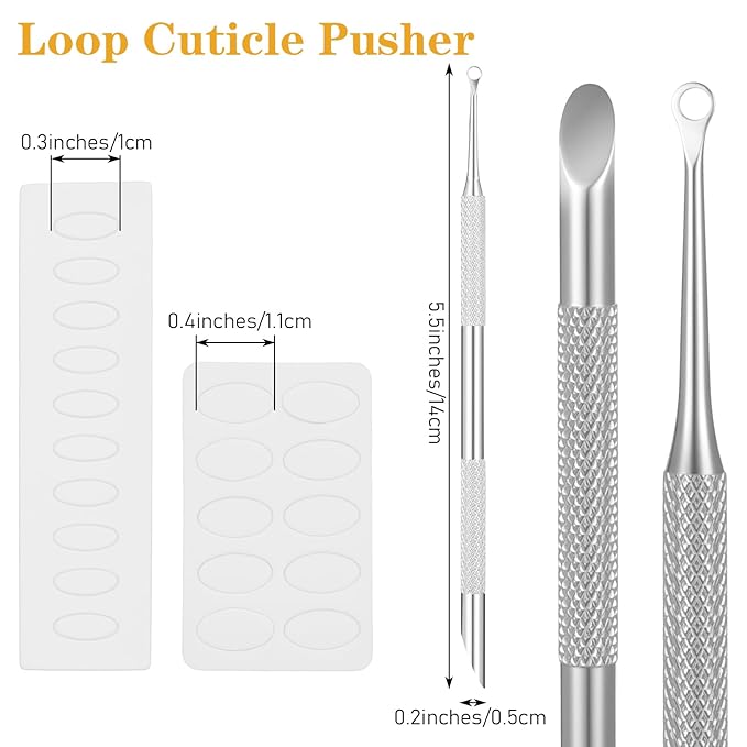 Cuticle Remover Tool Cuticle Pusher, Dual Ended Stainless Steel Cutin Dead Skin Polishing Peeler, Toenail Care for Manicure Pedicure Nail Art(2 Cuticles Pusher+2 Sandpaper Sheets)