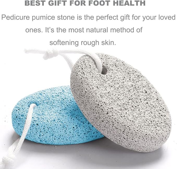 Natural Foot Pumice Stone for Feet, Borogo 2-Pack Lava Pedicure Tools Hard Skin Callus Remover for Feet and Hands - White&Blue
