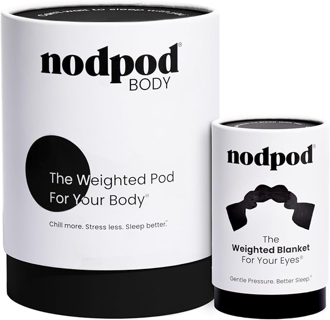 Nodpod Weighted Blanket & Sleep Mask Bundle – Ultra-Soft Body Blanket with Glass Beads + Light-Blocking Eye Mask – Relaxation, Comfort, Travel & Better Sleep - Black Onyx
