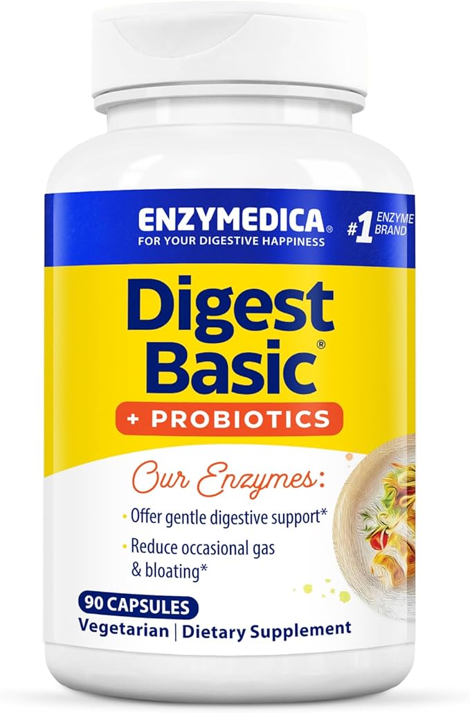 Enzymedica, Digest Basic + Probiotics, Gentle Digestive Enzymes with 400 Million CFU Active Cultures per Capsule, 90 Count