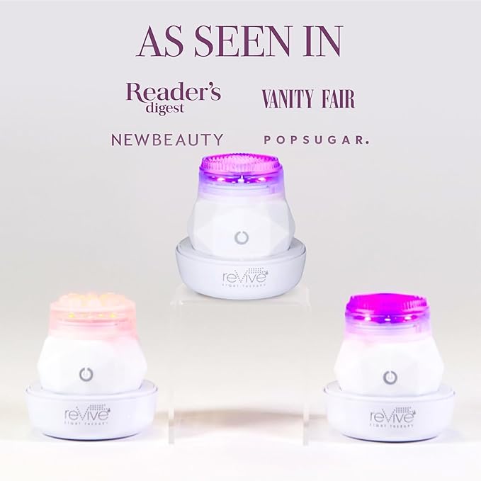 Revive Light Therapy Soniqué Mini Acne Cleanser, Battery-Operated Sonic Face Cleanser Brush with Blue & Red Light Therapy, Medical-Grade Acne Device for Face & Body, Water-Resistant