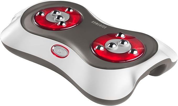 HoMedics Deluxe Shiatsu Foot Massager with Heat – Therapeutic Kneading & Rolling Foot Massager Machine, 4 Rotational Heads with 10 Massage Nodes, Toe-Touch Control