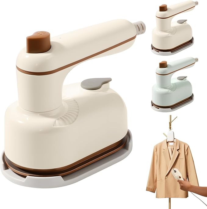 Handheld Portable Steam Iron,Saker Portable Steamer for Clothes,2-In-1 Steamer and Iron,180° Swivel Handle,Lightweight & Compact, Mini Travel iron for Home, Dorm (White)