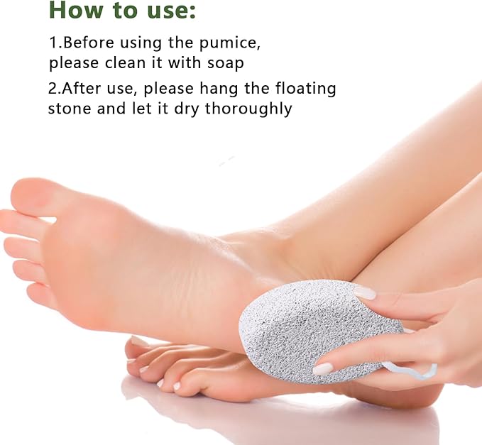 Natural Foot Pumice Stone for Feet, Borogo 2-Pack Lava Pedicure Tools Hard Skin Callus Remover for Feet and Hands - White&Red