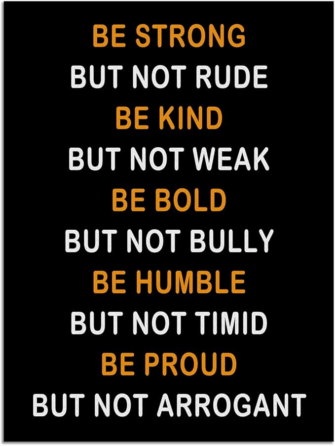 Inspirational Quotes Wall Decor Motivation Wall Art Be Strong But Not Rude Posters Canvas Framed Quotes Wall Decor Home Bedroom Office Decor [30''Wx 40''H]