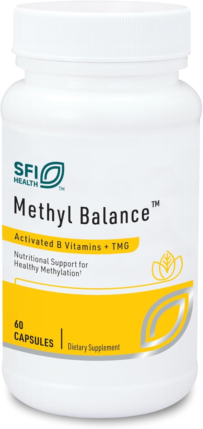 Klaire Labs SFI Health Methyl Balance - Activated Vitamin B + Trimethyglycine Supplement - Metafolin Methyl Folate, Betaine TMG, Vitamin B2, B6 & 12 - Support Healthy Energy Levels (60 Capsules)