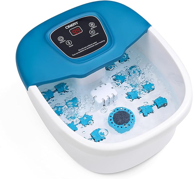 FIAHNG Foot Spa Massager with Heat, Bubbles, Vibration & Pedicure Foot Spa Massager for Feet Stress Relief