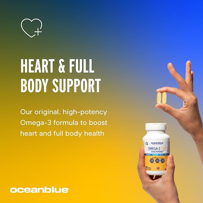 Oceanblue Professional Triple Strength Omega DPA Fish Oil Supplements 2100mg, High Potency EPA DHA DPA, Wild Caught, Burpless, 69 Servings (138 Count Natural Orange Flavor)